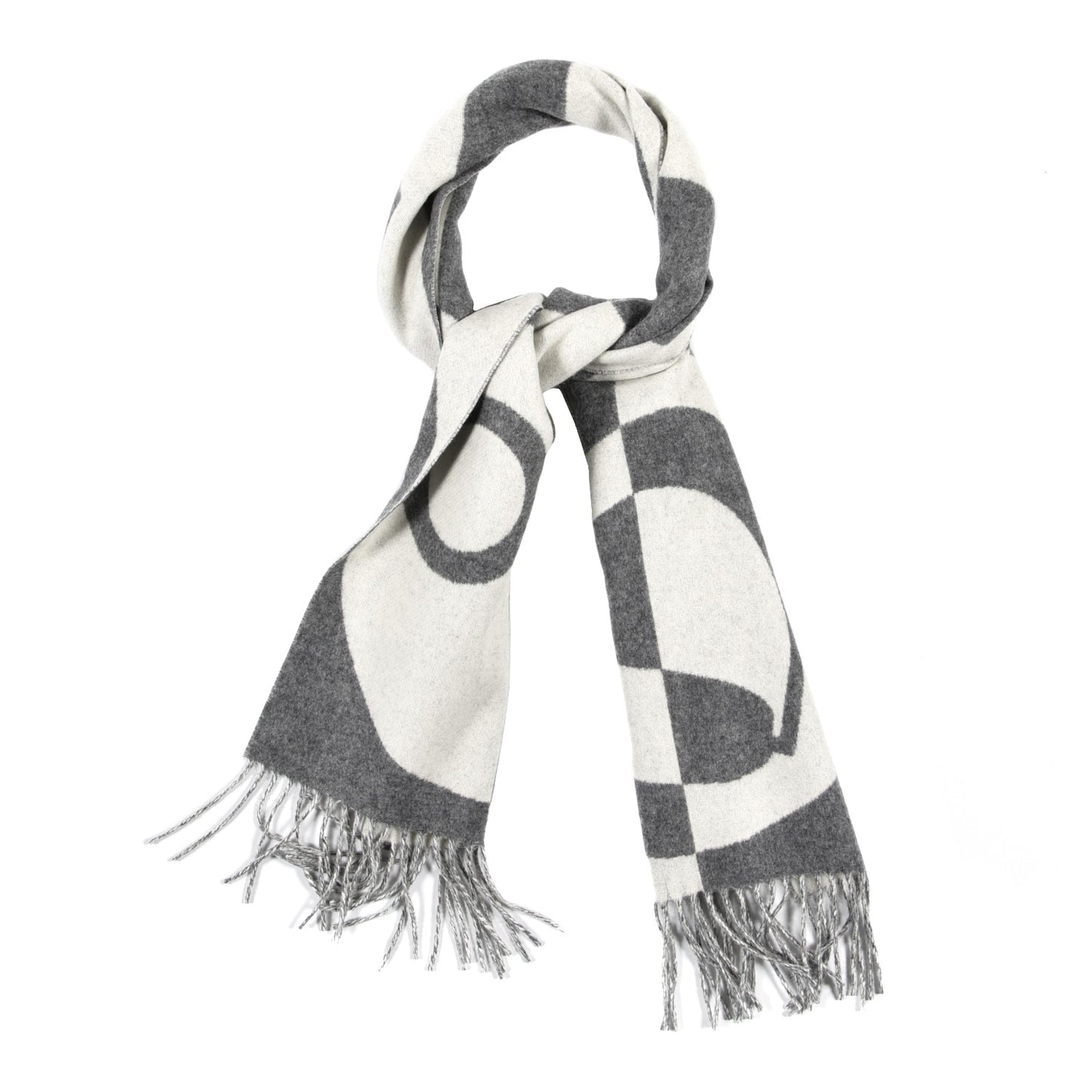 Cashmere Casaque Charms Muffler Gris Flanelle Ivoire
