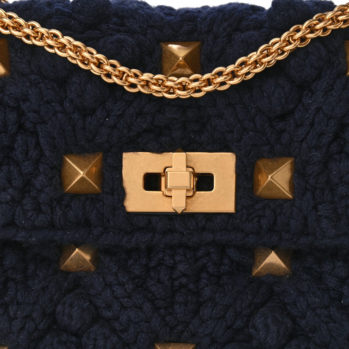 Cashmere Medium Roman Stud Shoulder Bag Marine