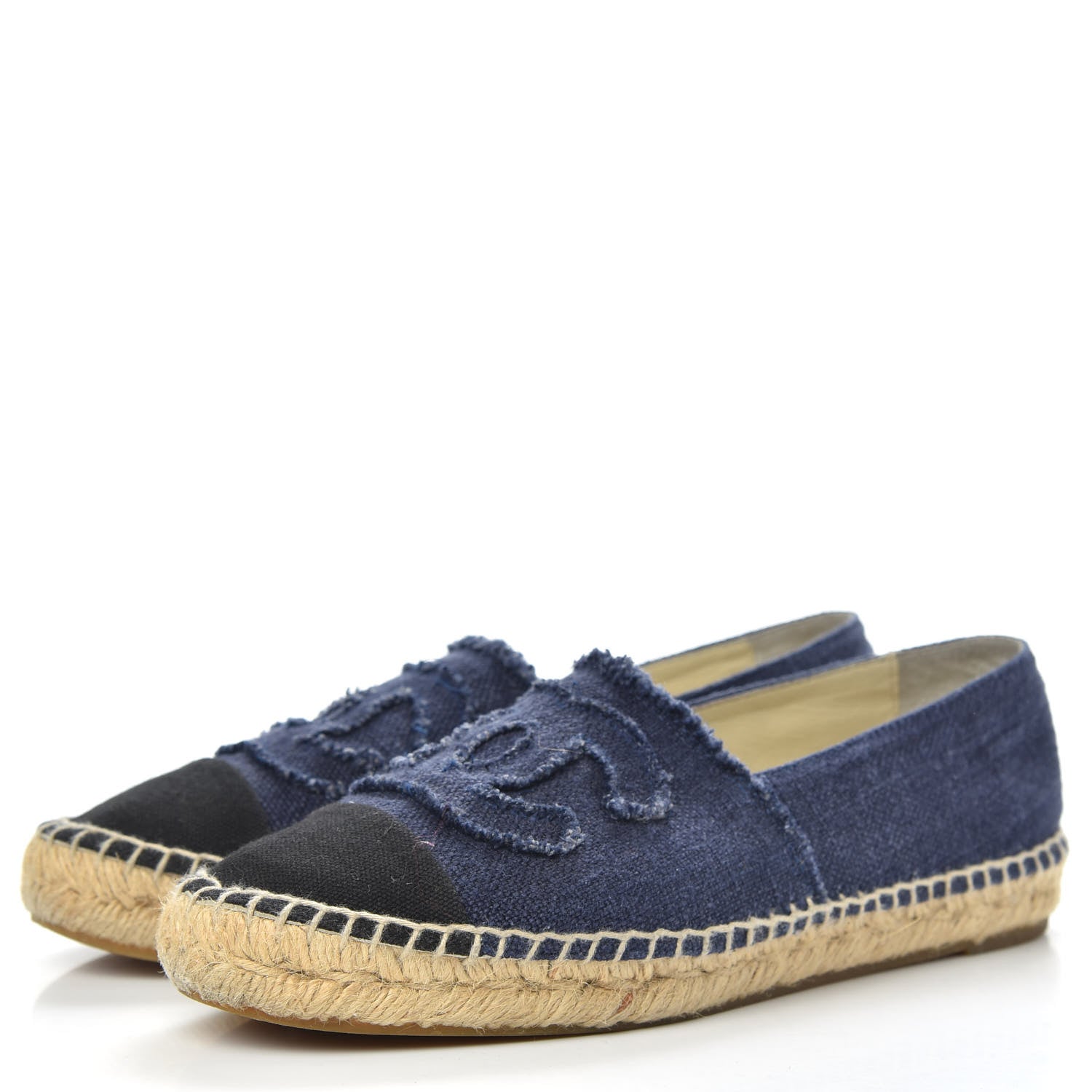 Chanel Linen CC Espadrilles 38 Blue Black 3 of 10