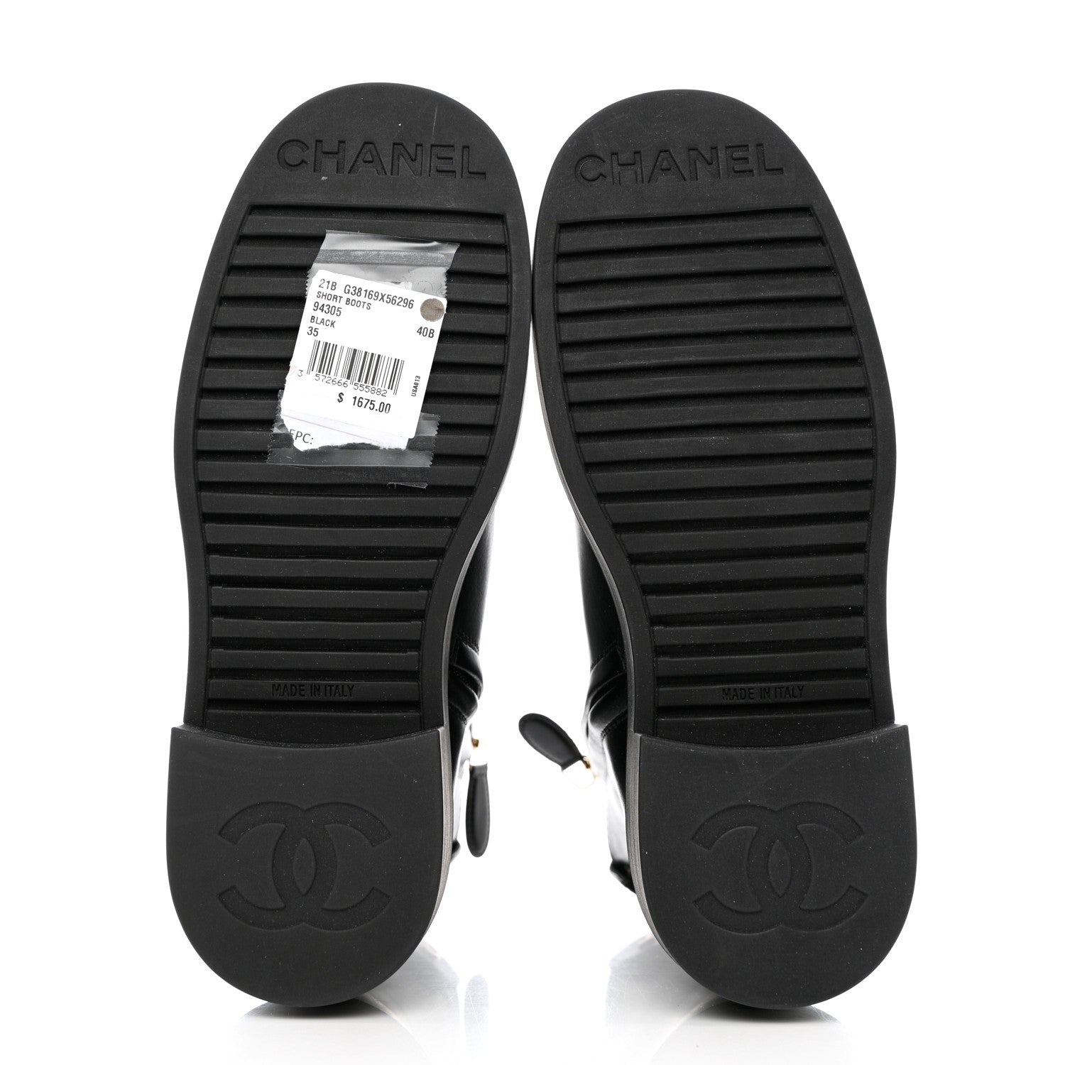 Chanel Calfskin Logo Boots 35 Black 5 of 13