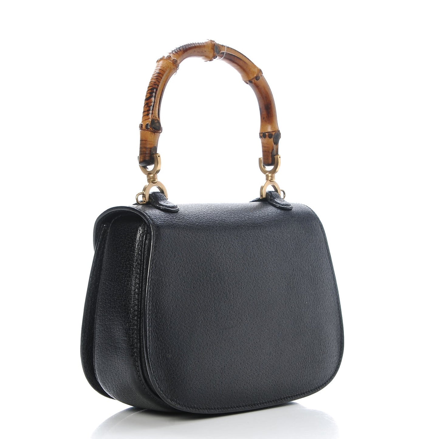 Calfskin Bamboo Small Top Handle Bag Black