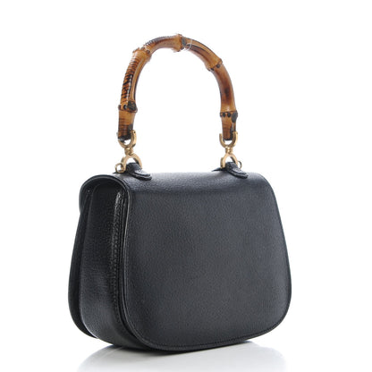 Gucci Calfskin Bamboo Small Top Handle Bag Black 3 of 7