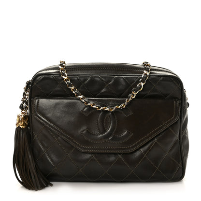 Chanel Lambskin Quilted Tassel Camera Case Brown 1 of 12