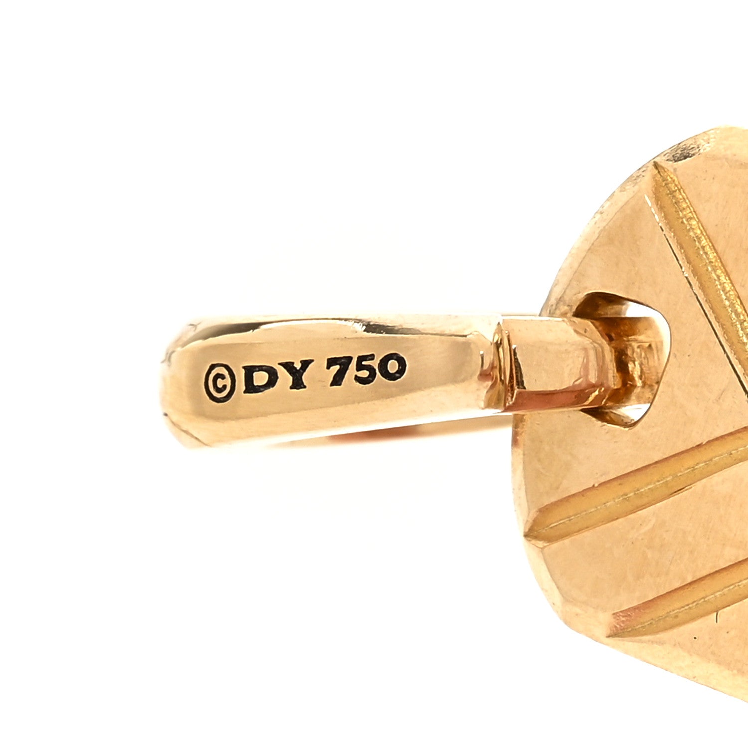 David Yurman 18K Yellow Gold Nephrite Jade 21mm Chevron Tag Pendant 3 of 4