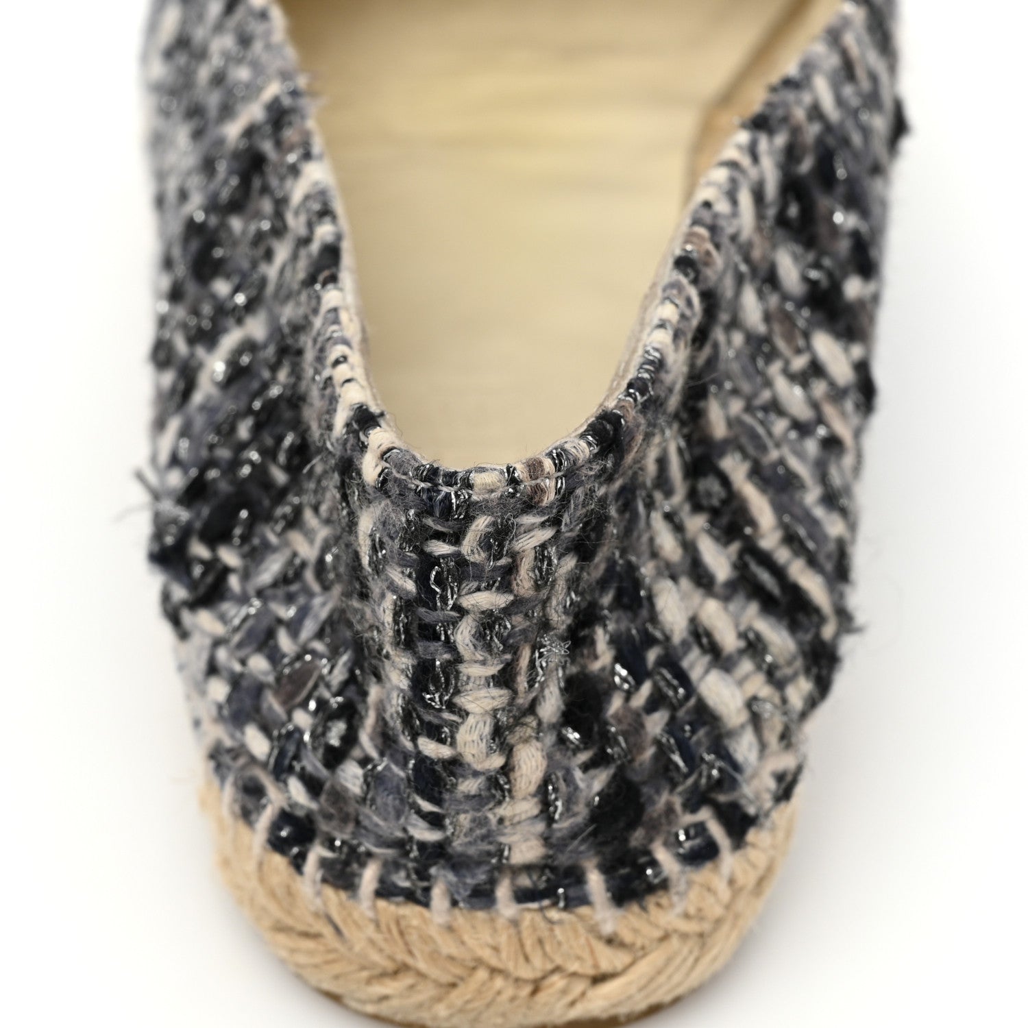 Chanel Metallic Tweed Lambskin CC Espadrilles 38 Black Silver 15 of 15