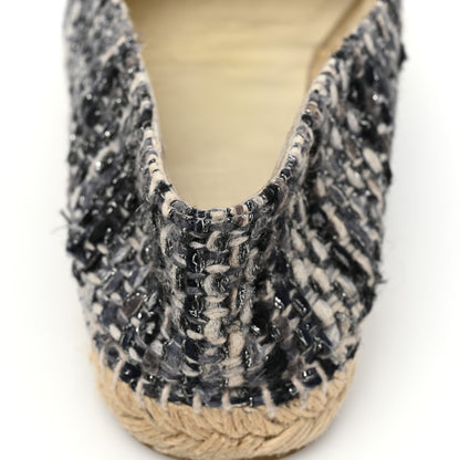 Chanel Metallic Tweed Lambskin CC Espadrilles 38 Black Silver 15 of 15
