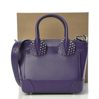 Christian Louboutin Grained Calfskin Studded Small Eloise Satchel Purple 6 of 7