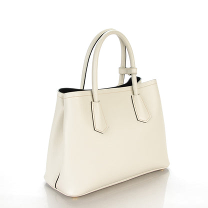 Prada Saffiano Cuir Small Double Bag Talco Nero Black 3 of 7