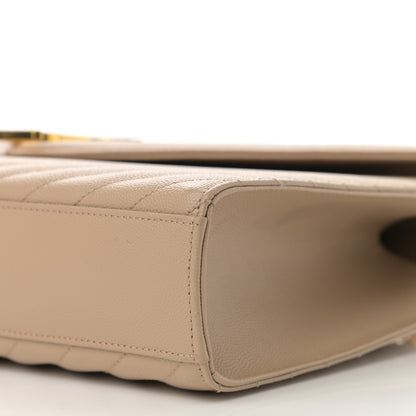 Saint Laurent Grain De Poudre Matelasse Chevron Large Monogram Satchel Dark Beige 11 of 12