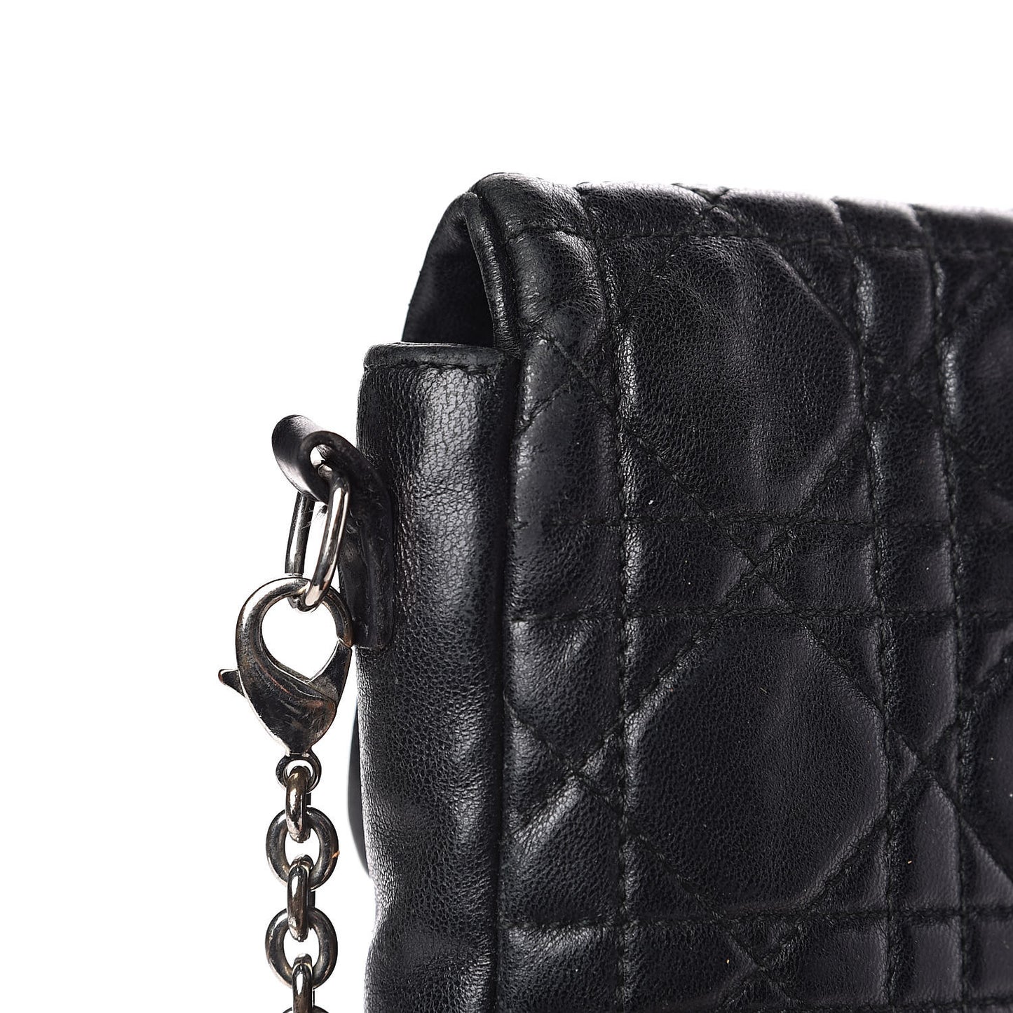 Lambskin Cannage New Lock Pouch Black