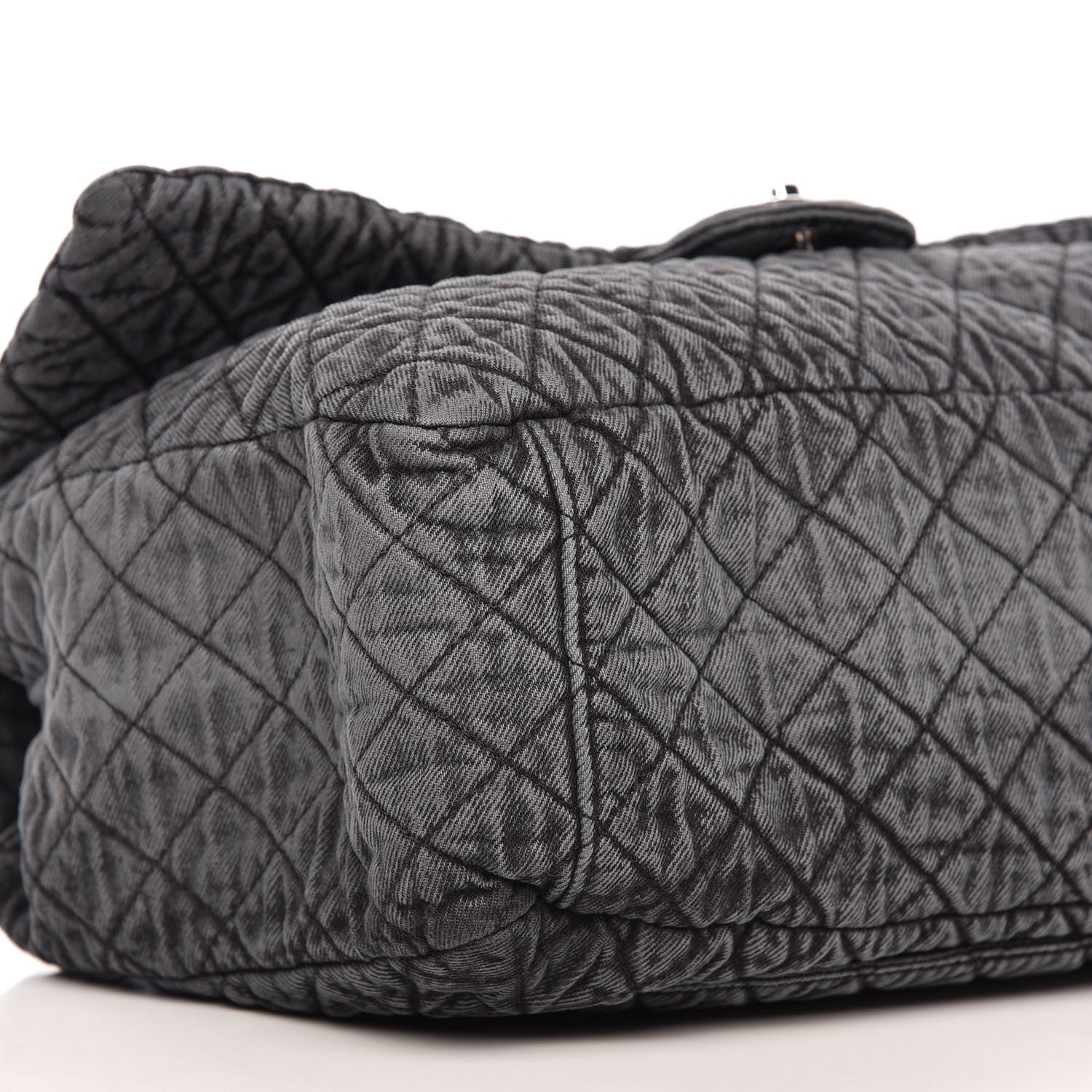 Chanel Denim Quilted Denimpression XXL Flap Grey Black 6 of 10