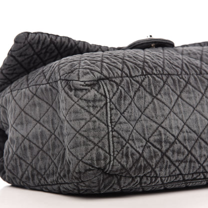 Chanel Denim Quilted Denimpression XXL Flap Grey Black 6 of 10