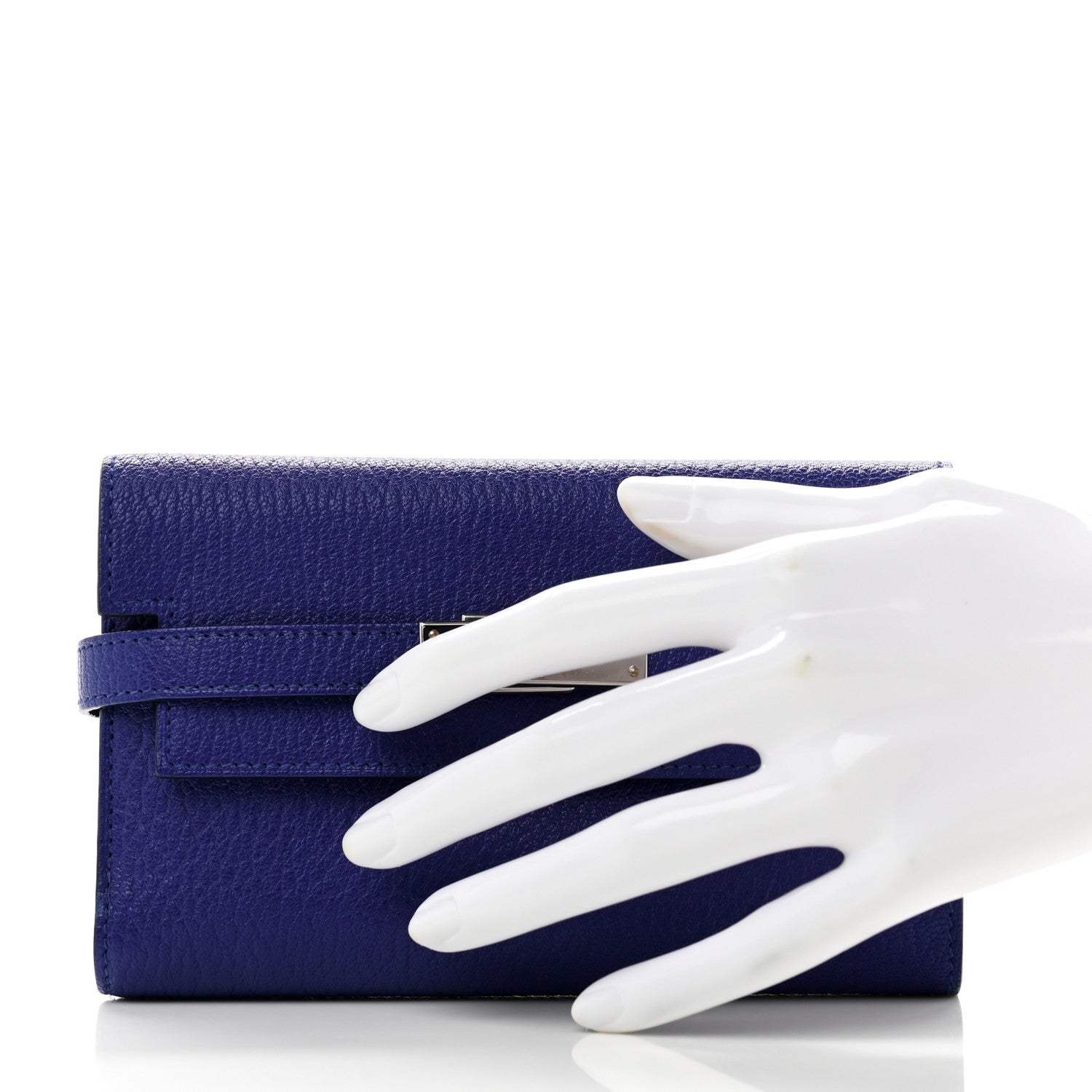 Hermes Chevre Mysore Medium Kelly Wallet Bleu Electrique 2 of 8