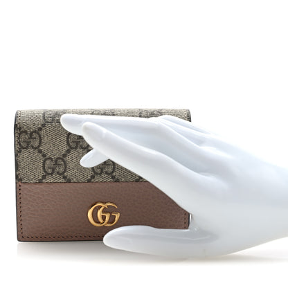 Gucci Dollar Calfskin GG Supreme Monogram GG Marmont Card Case Porcelain Rose Beige Ebony 2 of 7
