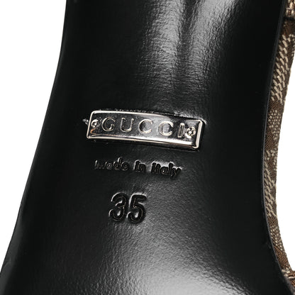 Gucci Monogram Malga Kid Square G 75mm Slingback Pumps 35 Beige Ebony New Acero 8 of 15