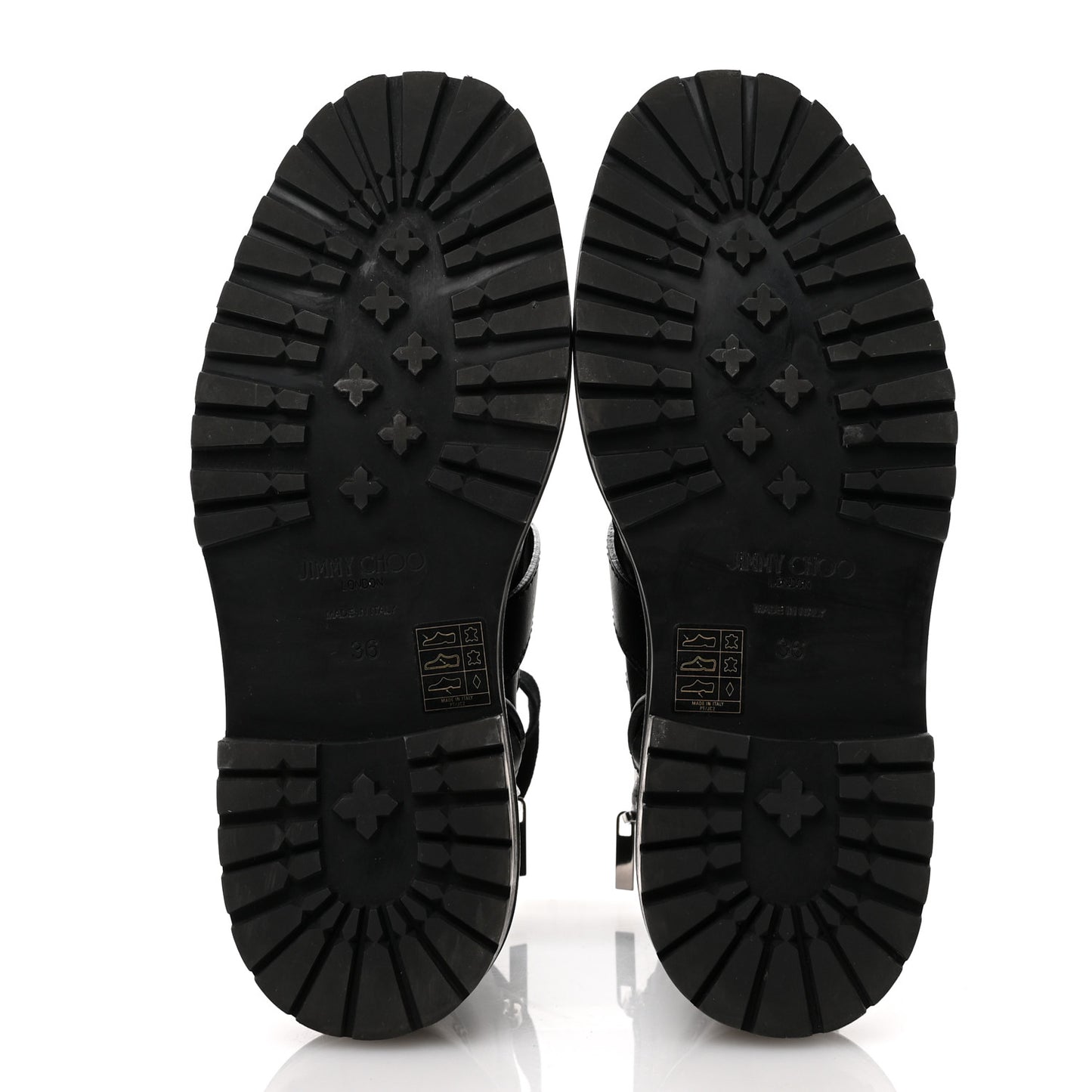 Calfskin Crystal Embellished Cora Flat Combat Boots 36 Black