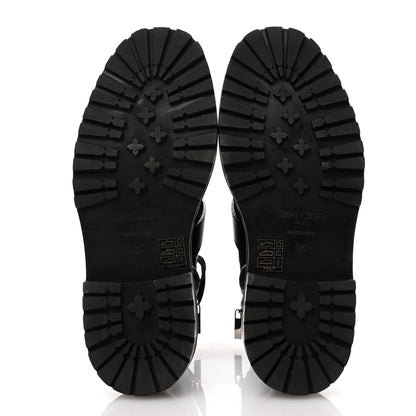 Jimmy Choo Calfskin Crystal Embellished Cora Flat Combat Boots 36 Black 6 of 8