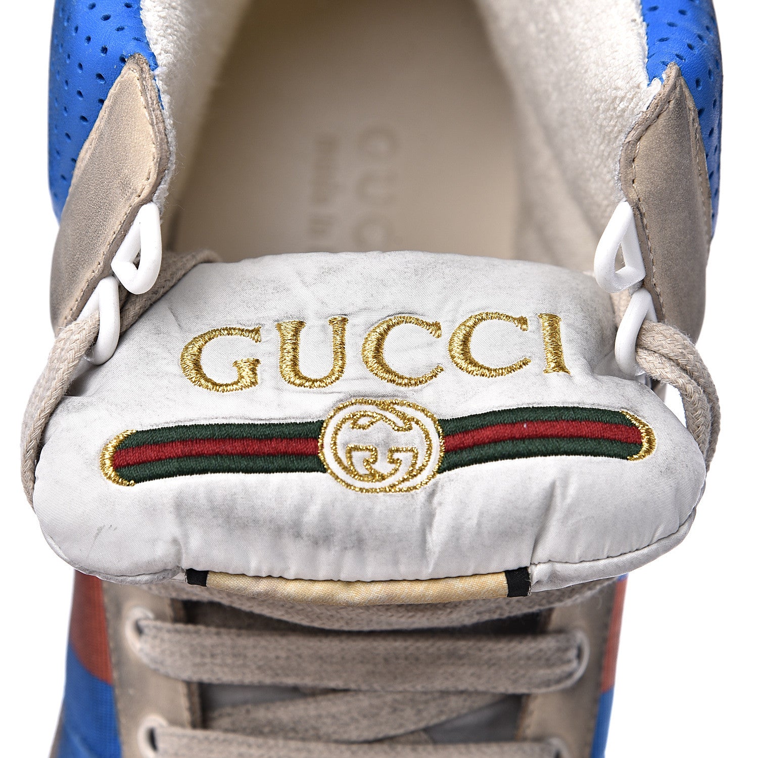 Gucci Nubuck Web Mens Screener High Top Sneakers 9 Dusty Milk Bright Splash 6 of 11