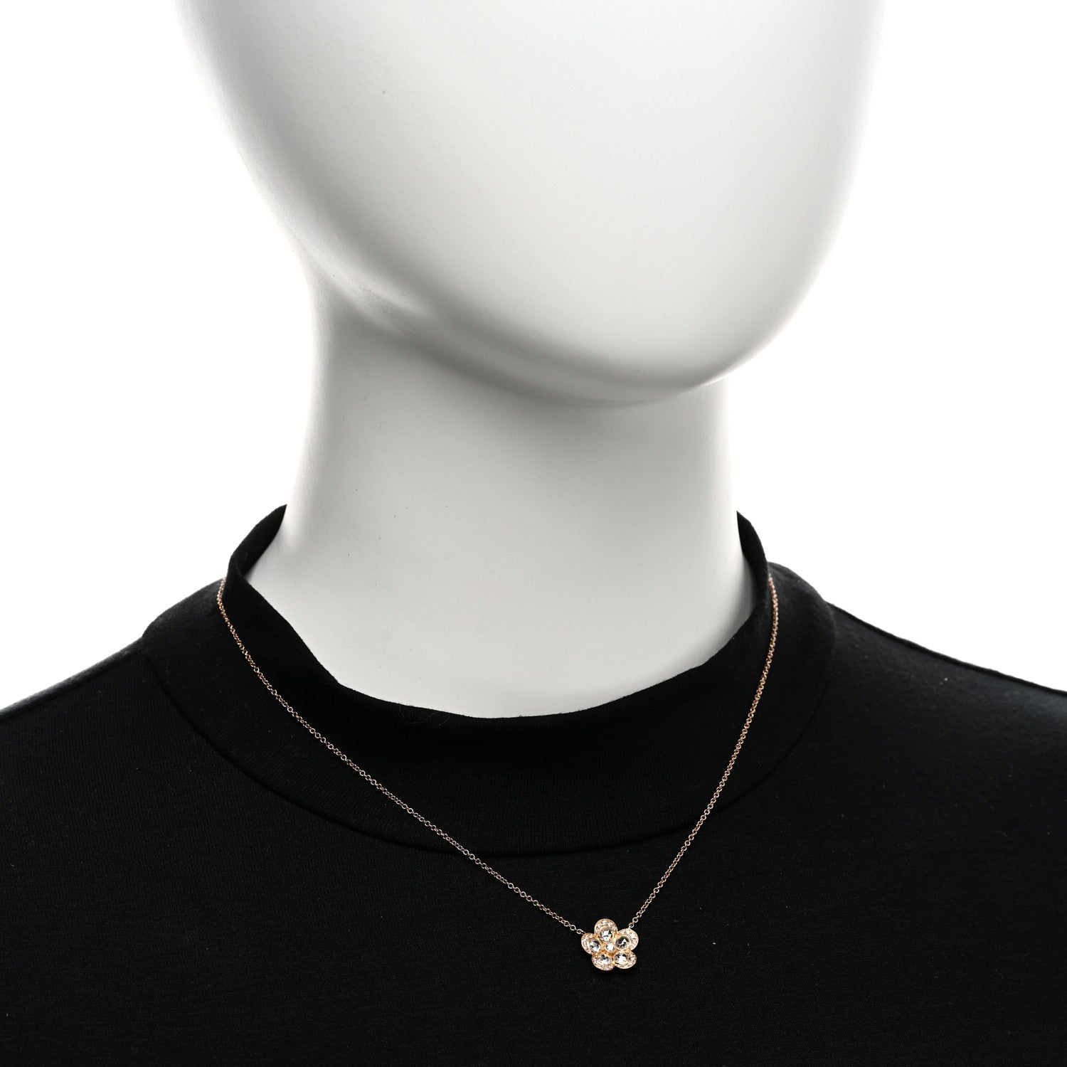 Tiffany 18K Rose Gold Diamond Small Enchant Garden Rose Cut Flower Pendant Necklace 2 of 4