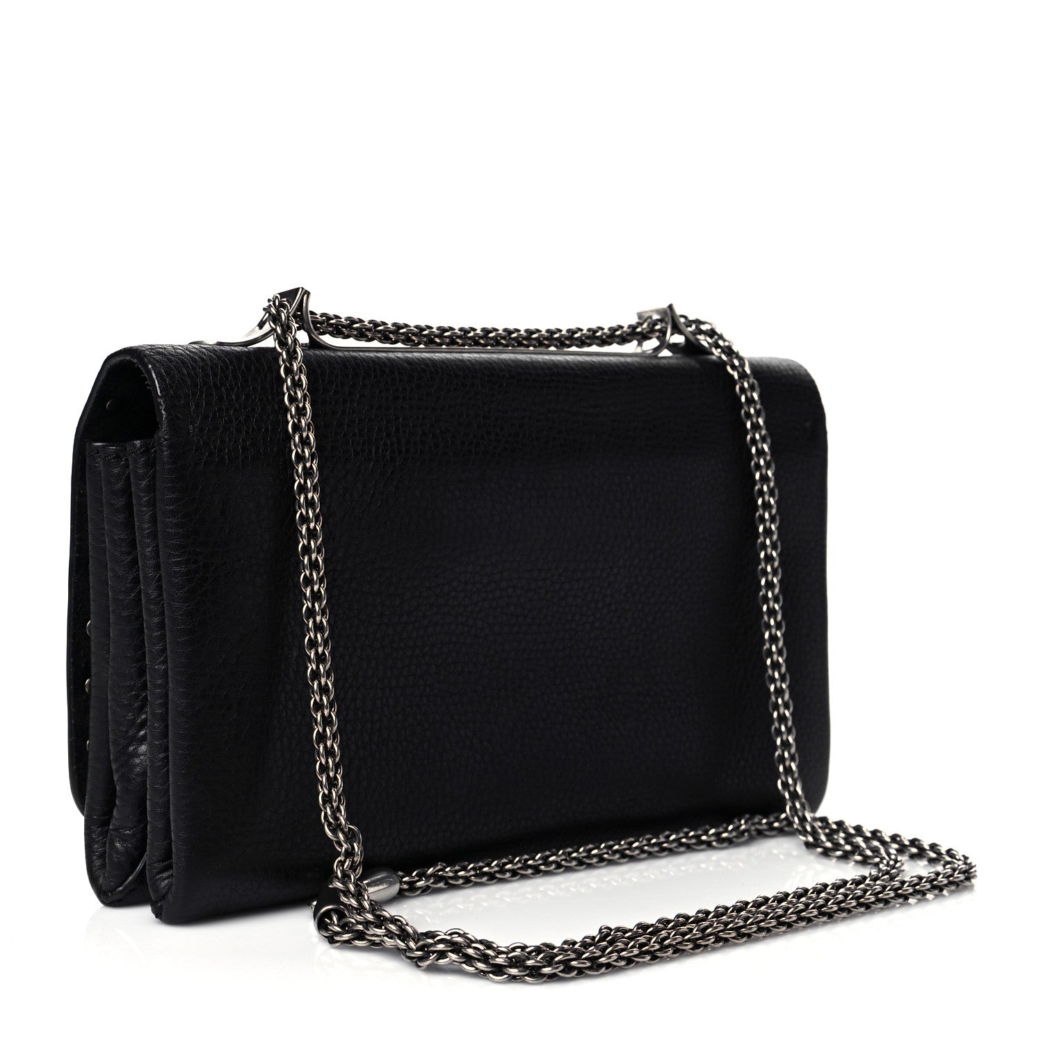 Valentino Garavani Grained Calfskin Rockstud Rolling Studs Va Va Voom Clutch on Chain Black 4 of 10