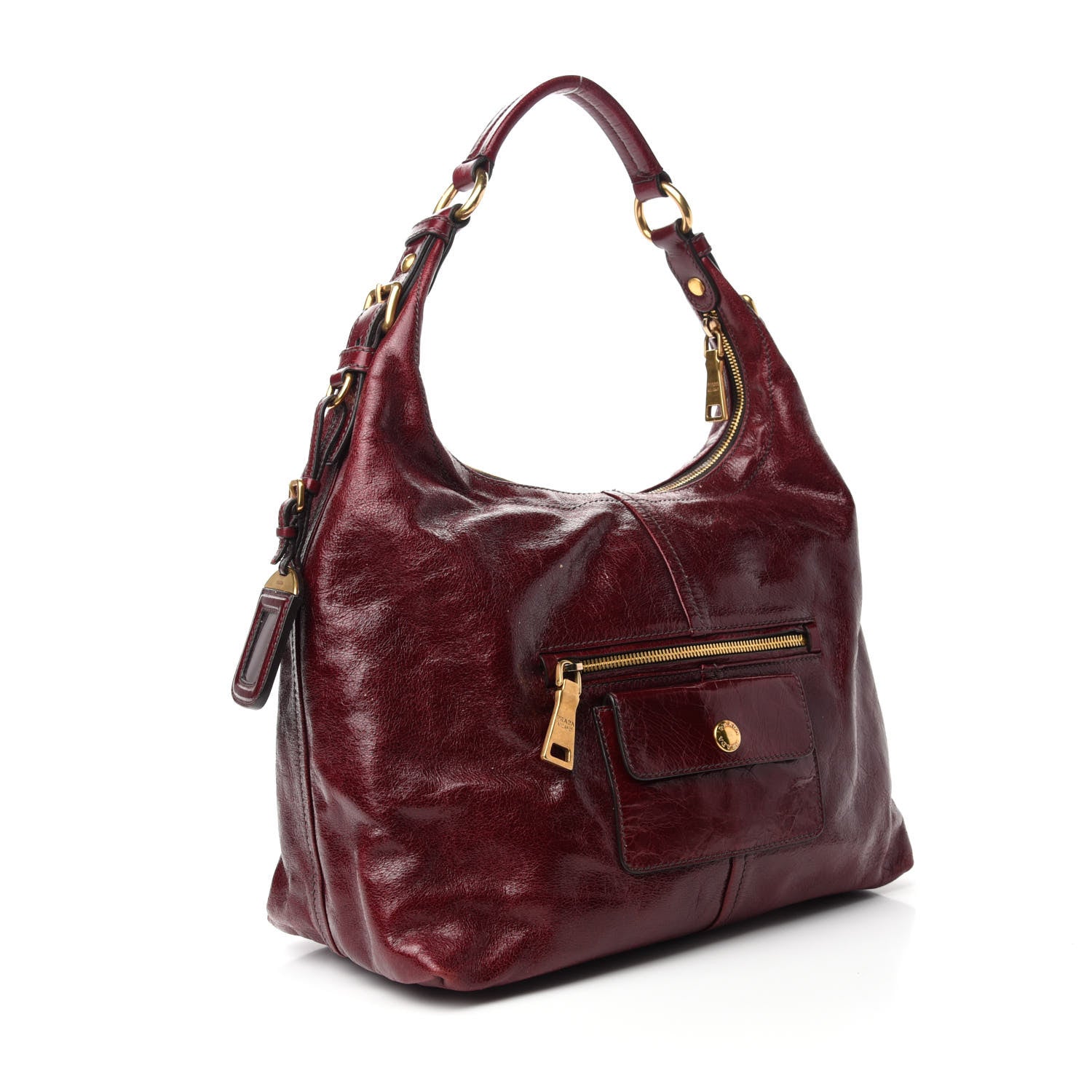 Prada Vitello Shine Hobo Amaranto 3 of 12