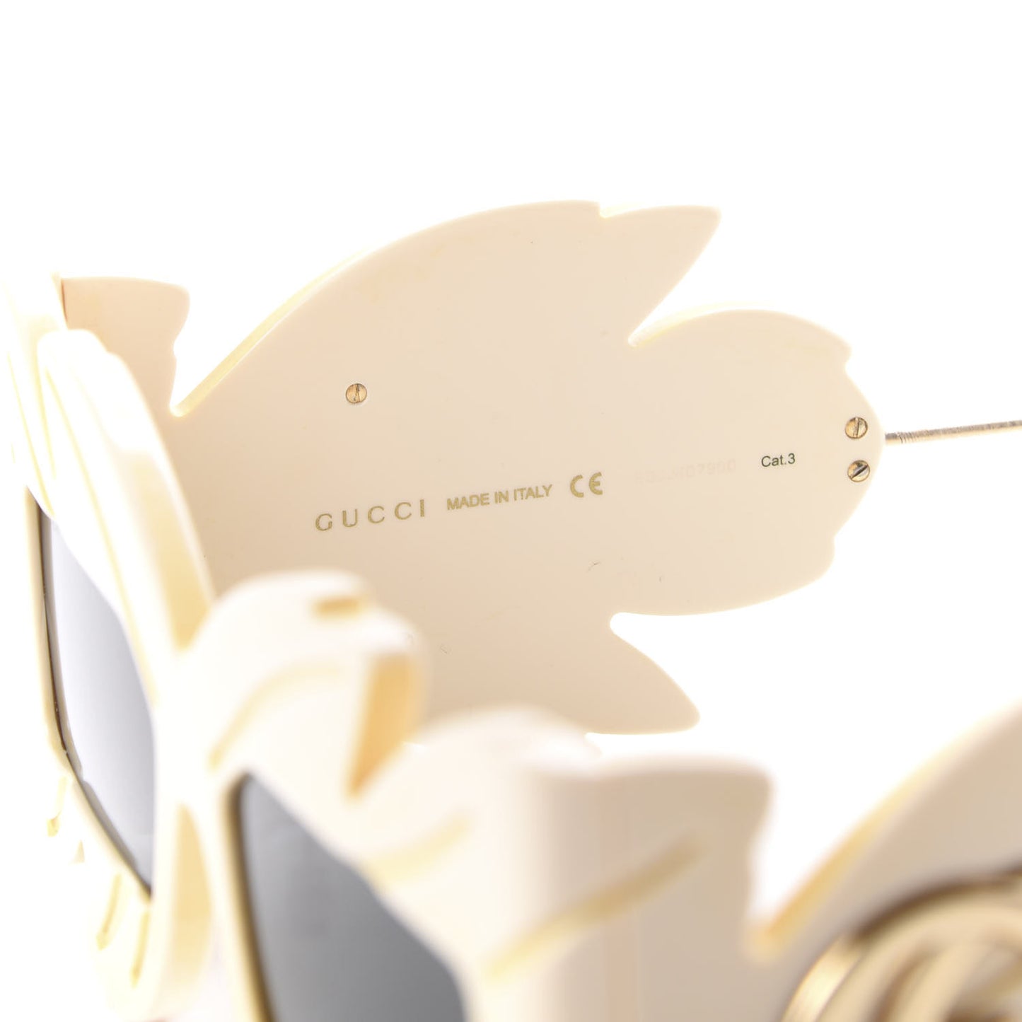 Acetate Square Frame Wing Sunglasses GG0429S Ivory