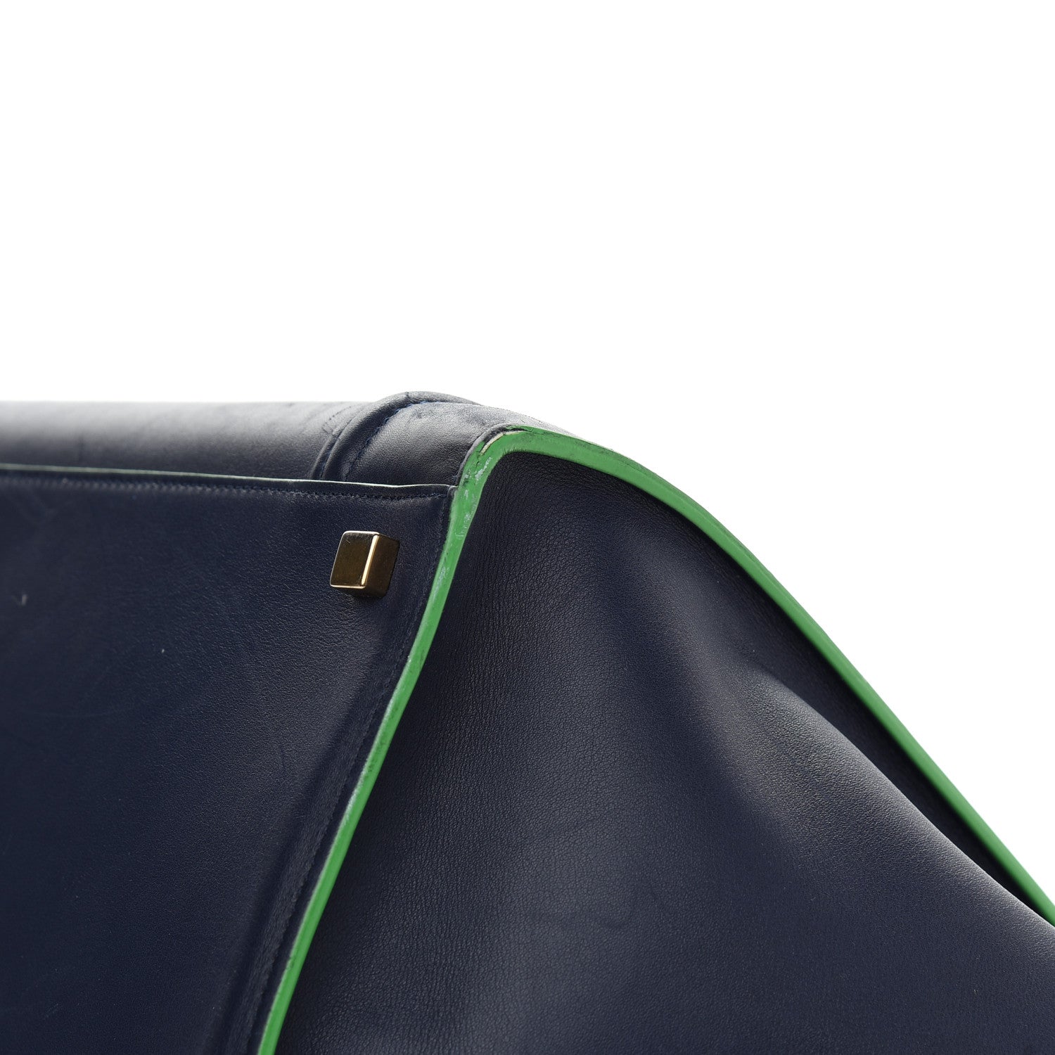 Celine Supple Calfskin Medium Phantom Luggage Navy Blue Green Trim 14 of 14