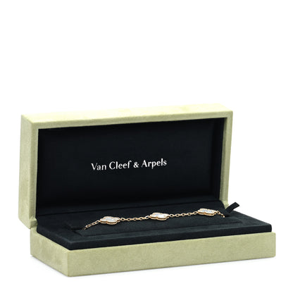 Van Cleef & Arpels 18K Yellow Gold Mother of Pearl 5 Motifs Vintage Alhambra Bracelet 4 of 4