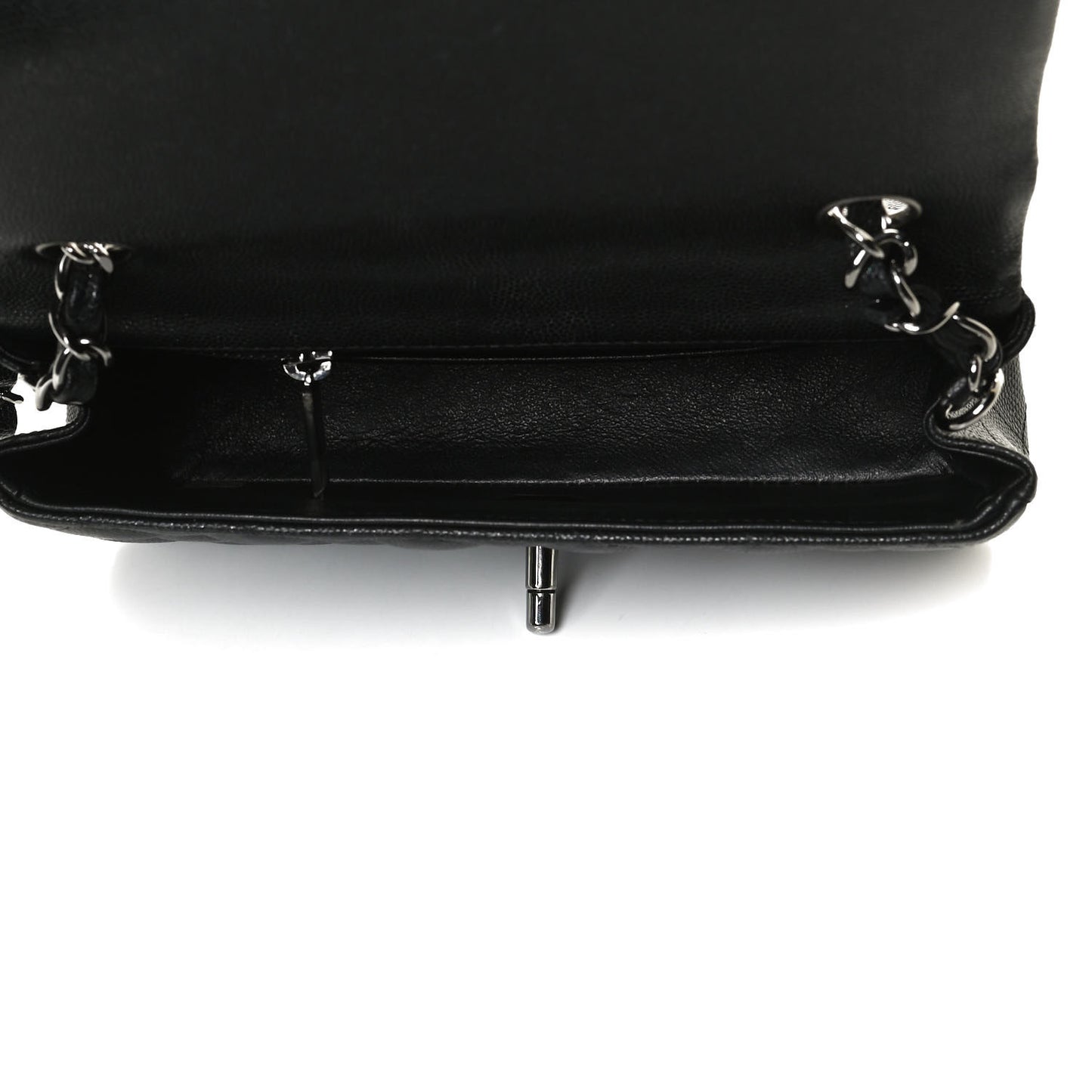 Iridescent Caviar Quilted Mini Rectangular Flap Black