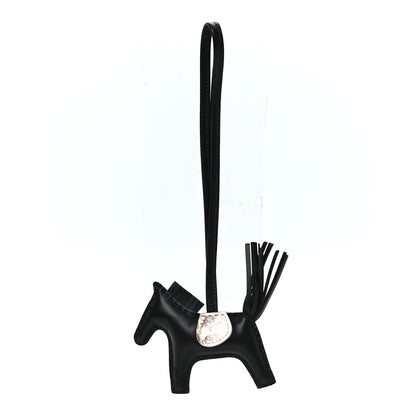 Hermes Milo Lambskin Matte Niloticus Crocodile Himalaya Touch Grigri Rodeo Horse Bag Charm PM Black White 1 of 4