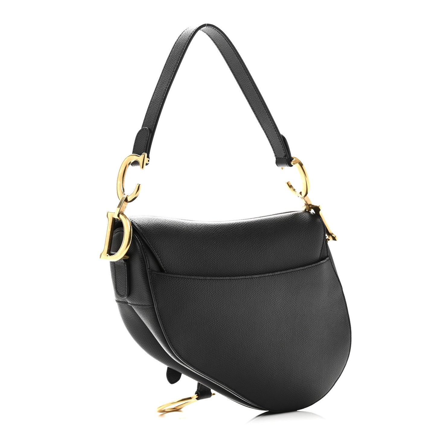 Grained Calfskin Saddle Bag Black