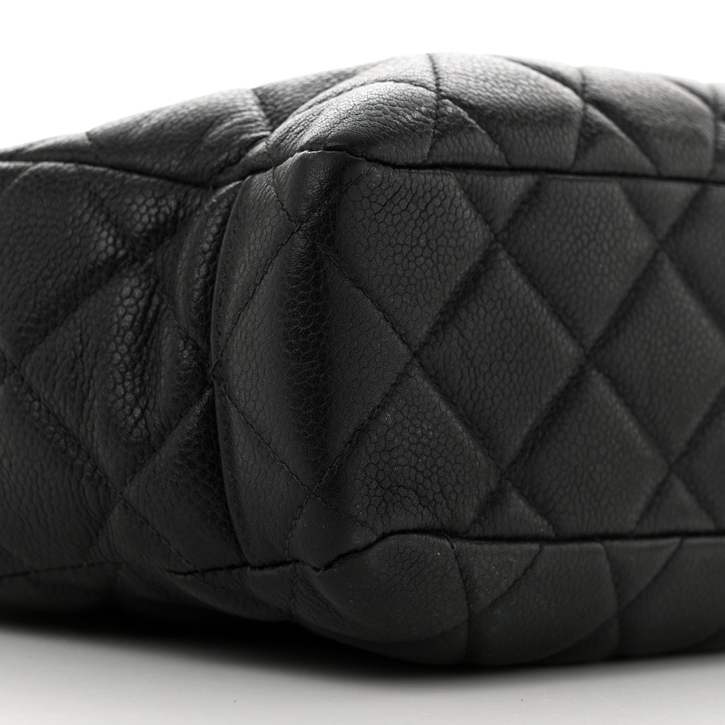 Caviar Quilted Shopping Tote Black
