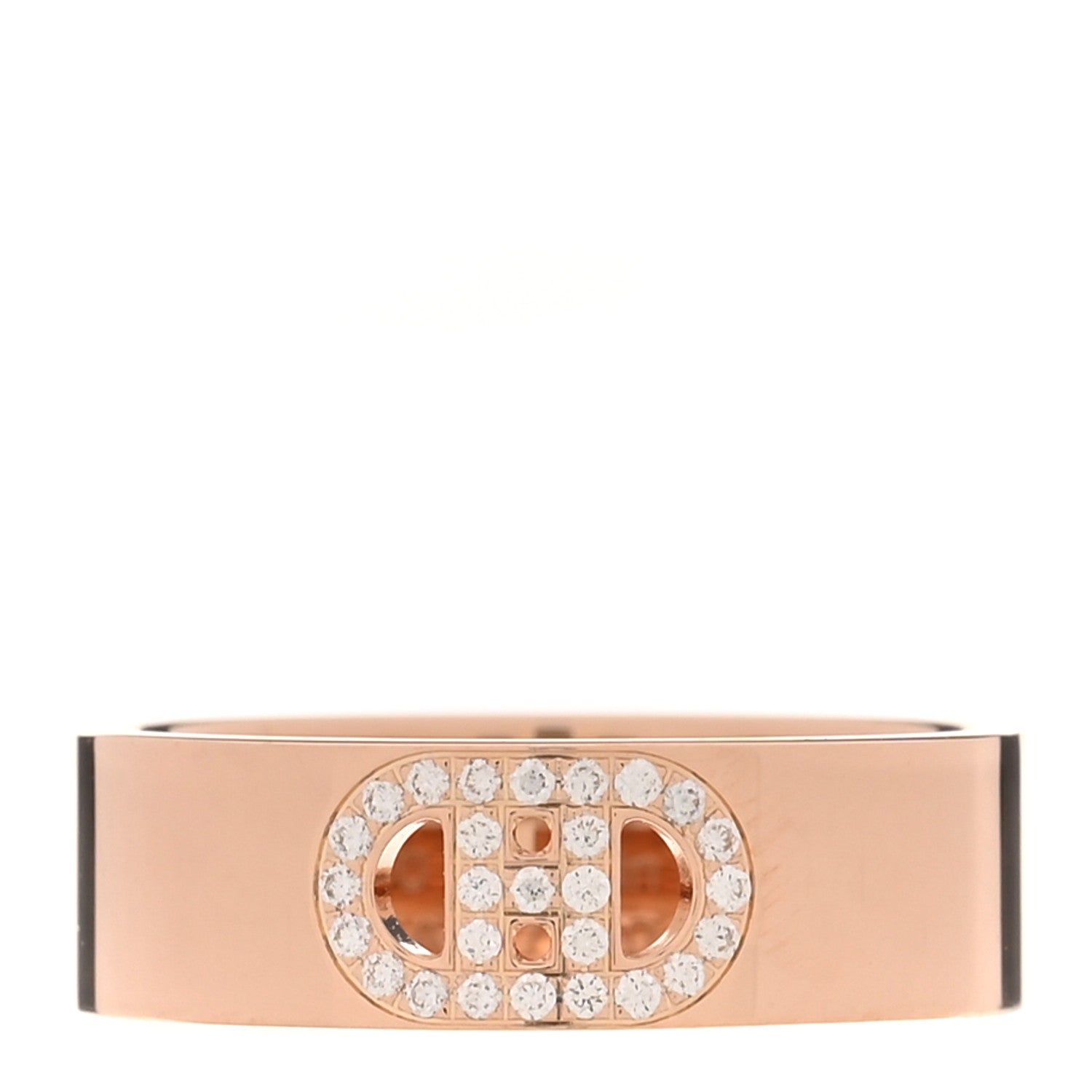 Hermes 18K Rose Gold Diamond PM H D'Ancre Ring 50 5.5 1 of 4