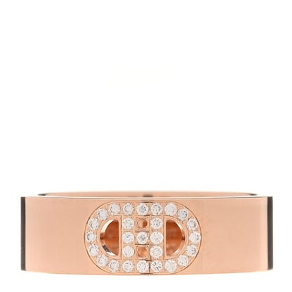 Hermes 18K Rose Gold Diamond PM H D'Ancre Ring 50 5.5 1 of 4