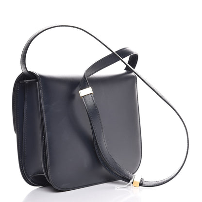 Celine Box Calfskin Medium Classic Box Flap Bag Navy Tan 2 of 12