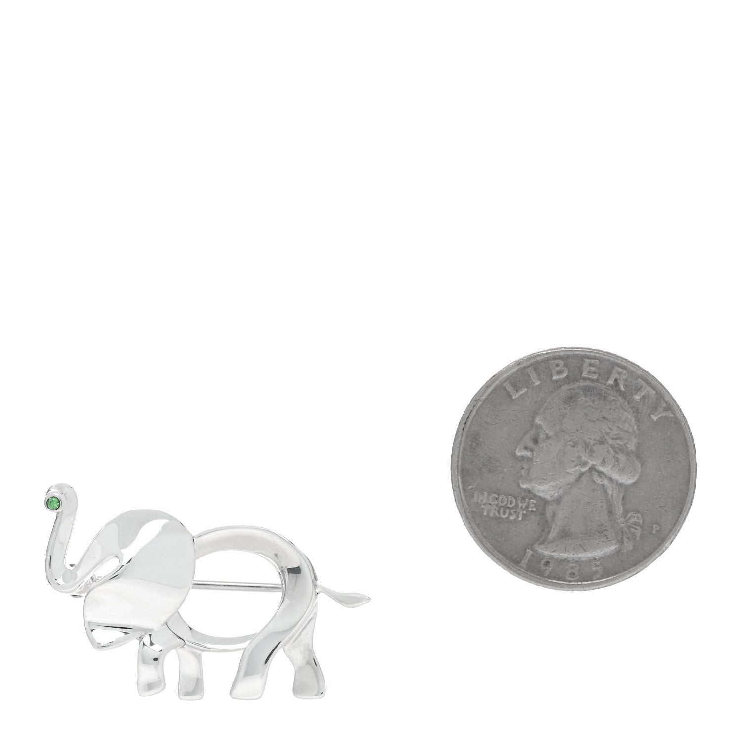 Tiffany Sterling Silver Tsavorite Save the Wild Elephant Brooch 2 of 5