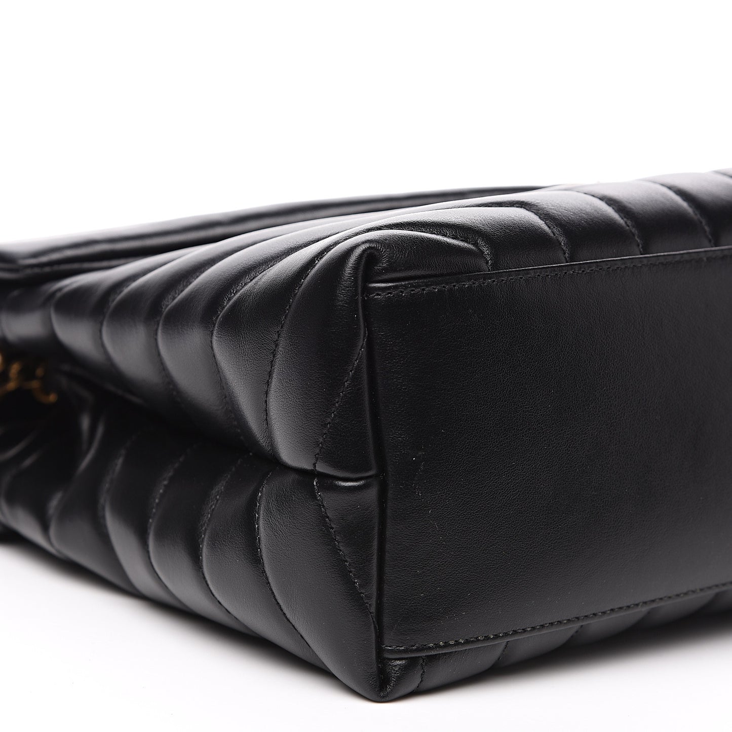Calfskin Y Quilted Monogram Medium Loulou Chain Satchel Black