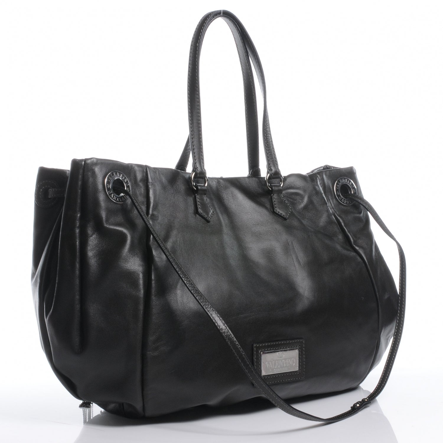 Valentino Garavani Leather Sequin Chain Glam Tote Black 3 of 7