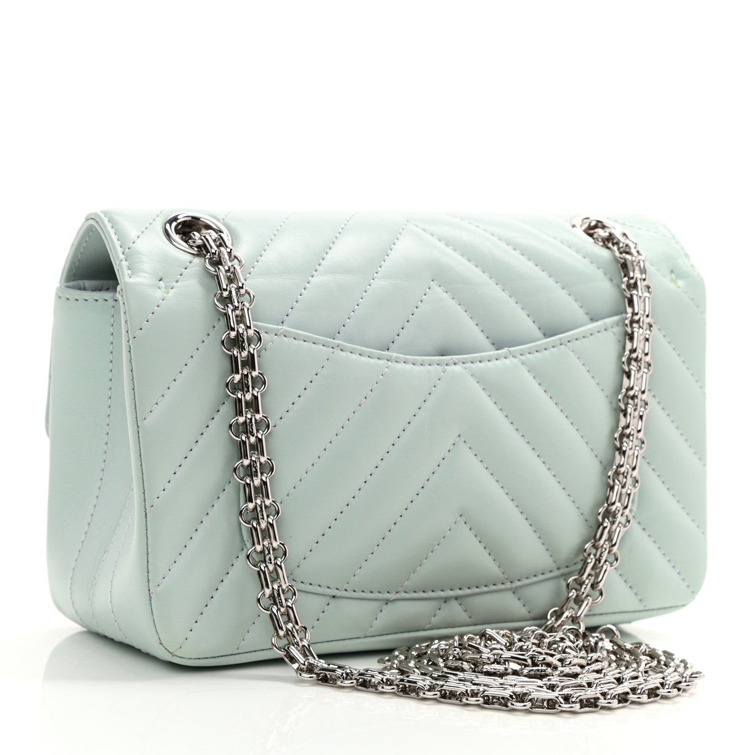 Chanel Aged Calfskin Chevron Quilted 2.55 Reissue Mini Flap Light Blue 3 of 10