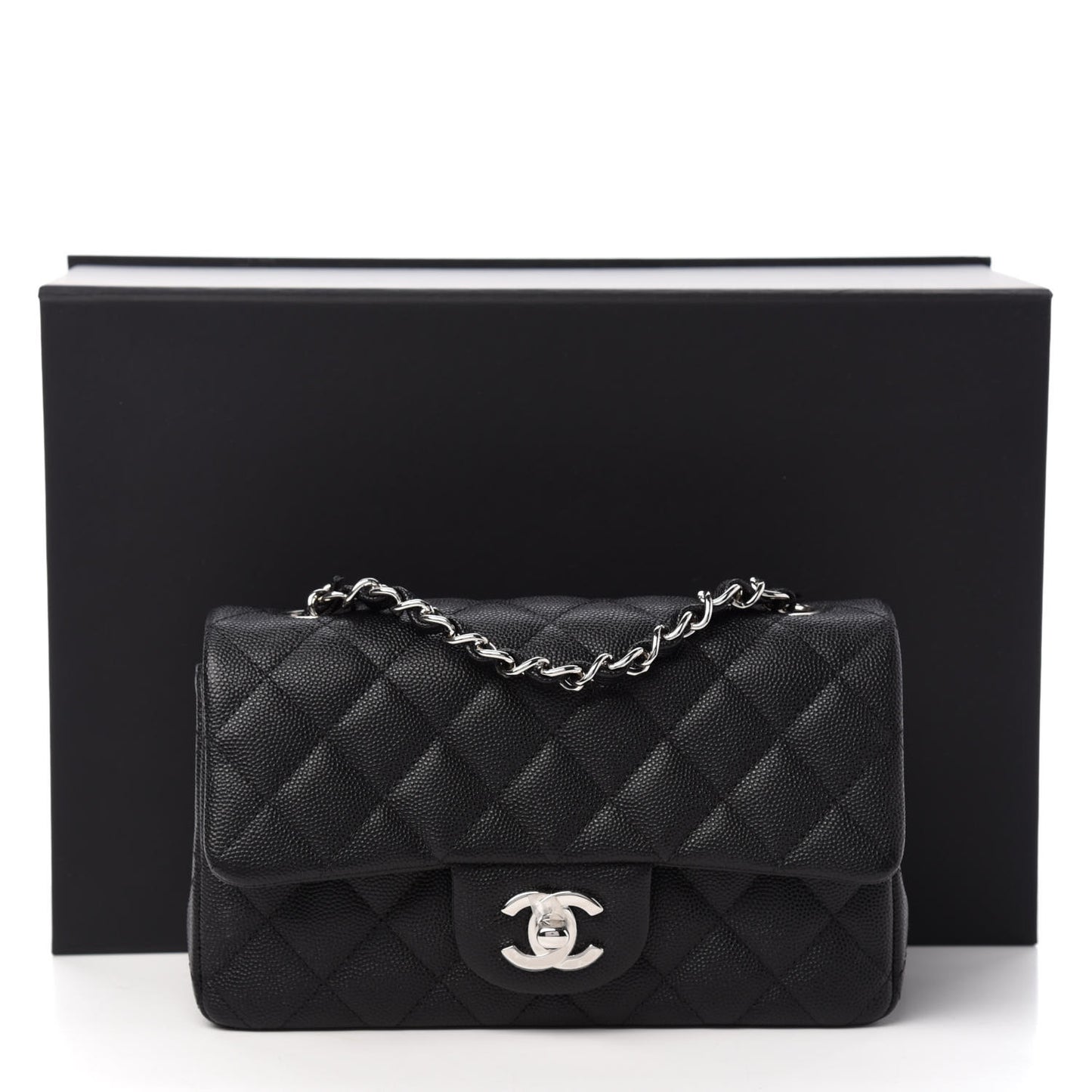 Caviar Quilted Mini Rectangular Flap Black