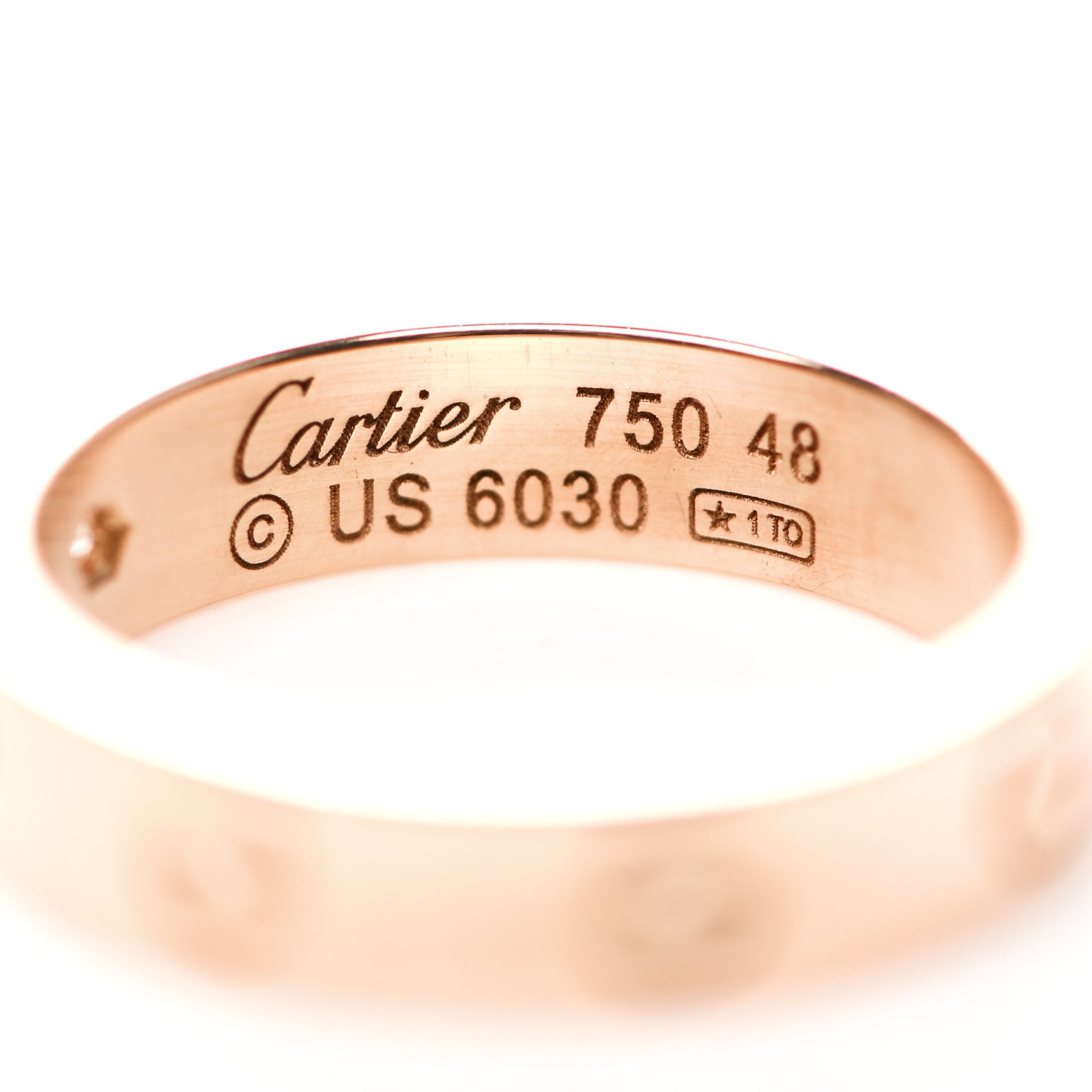 18K Pink Gold Diamond 4mm LOVE Wedding Band Ring 48 4.5
