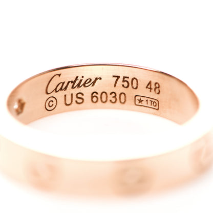 Cartier 18K Pink Gold Diamond 4mm LOVE Wedding Band Ring 48 4.5 4 of 5