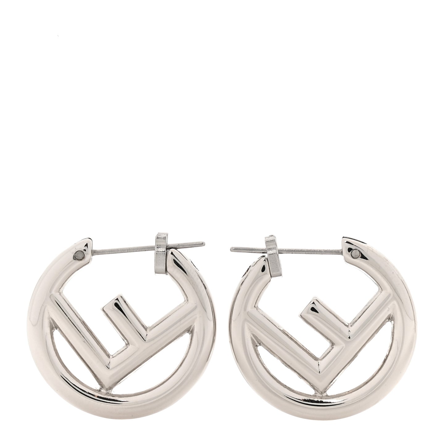 Metal F is Fendi Hoop Earrings Silver