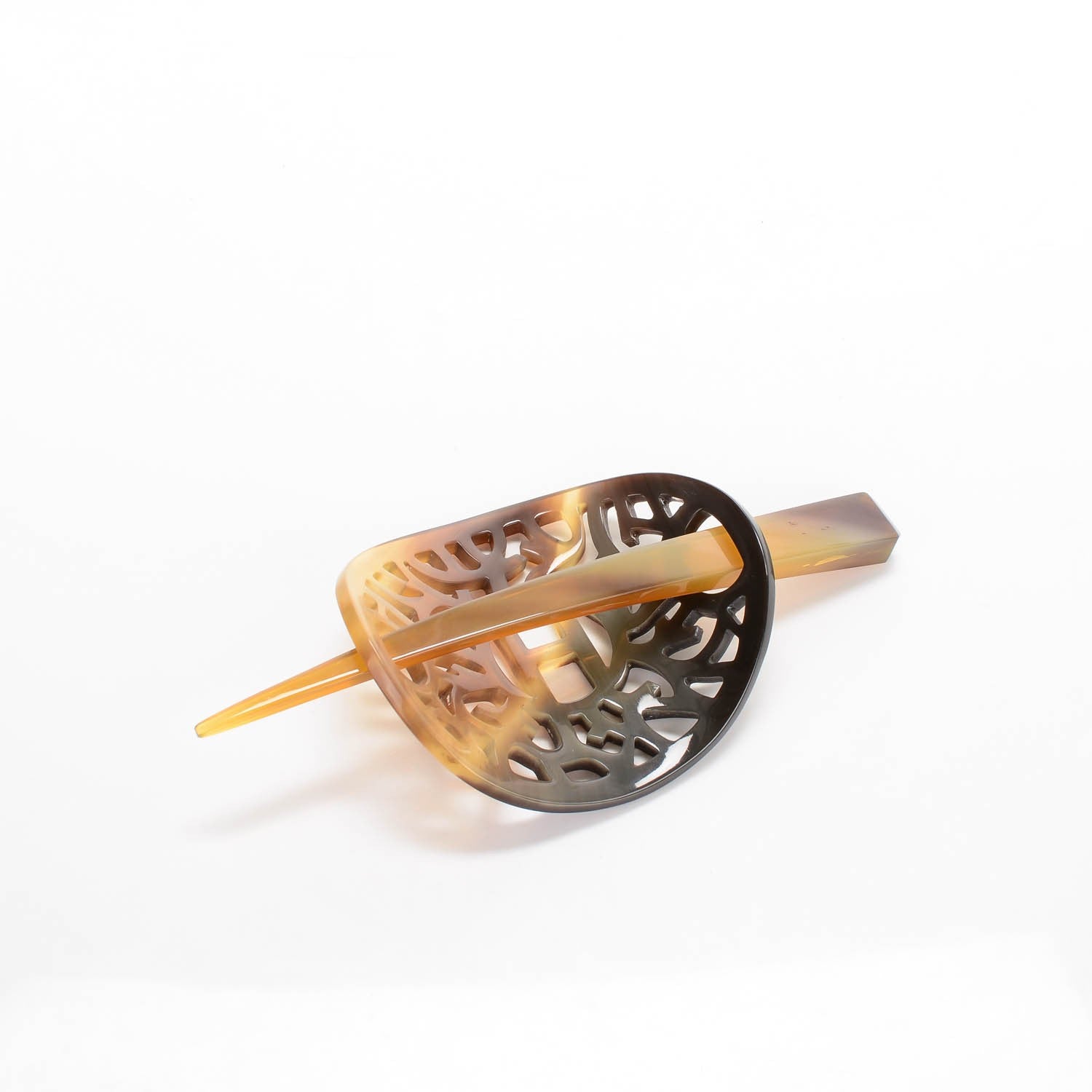 Hermes Buffalo Horn Curved Rocaille Hair Barette Natural 3 of 5
