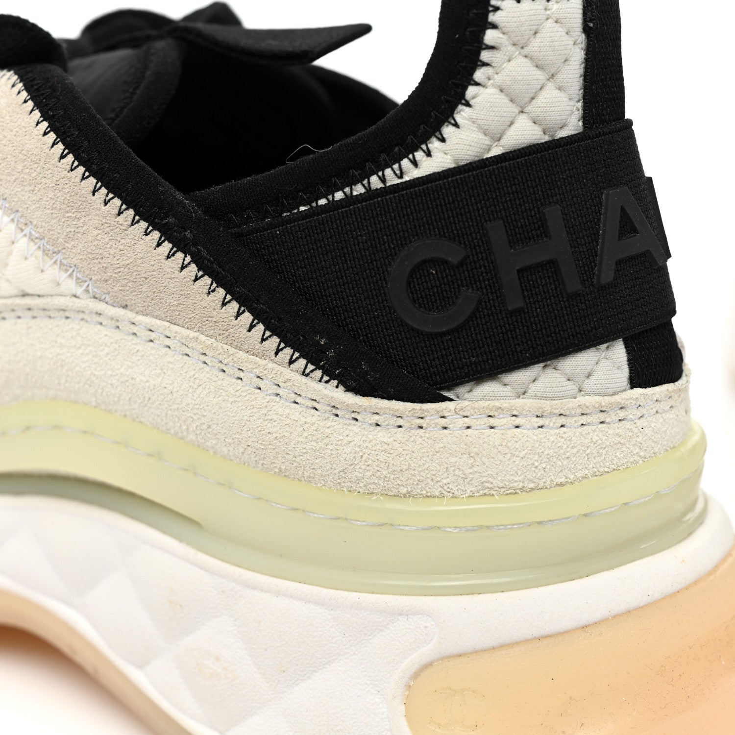 Chanel Velvet Calfskin Mixed Fibers CC Sneakers 38 Ivory Black 11 of 11