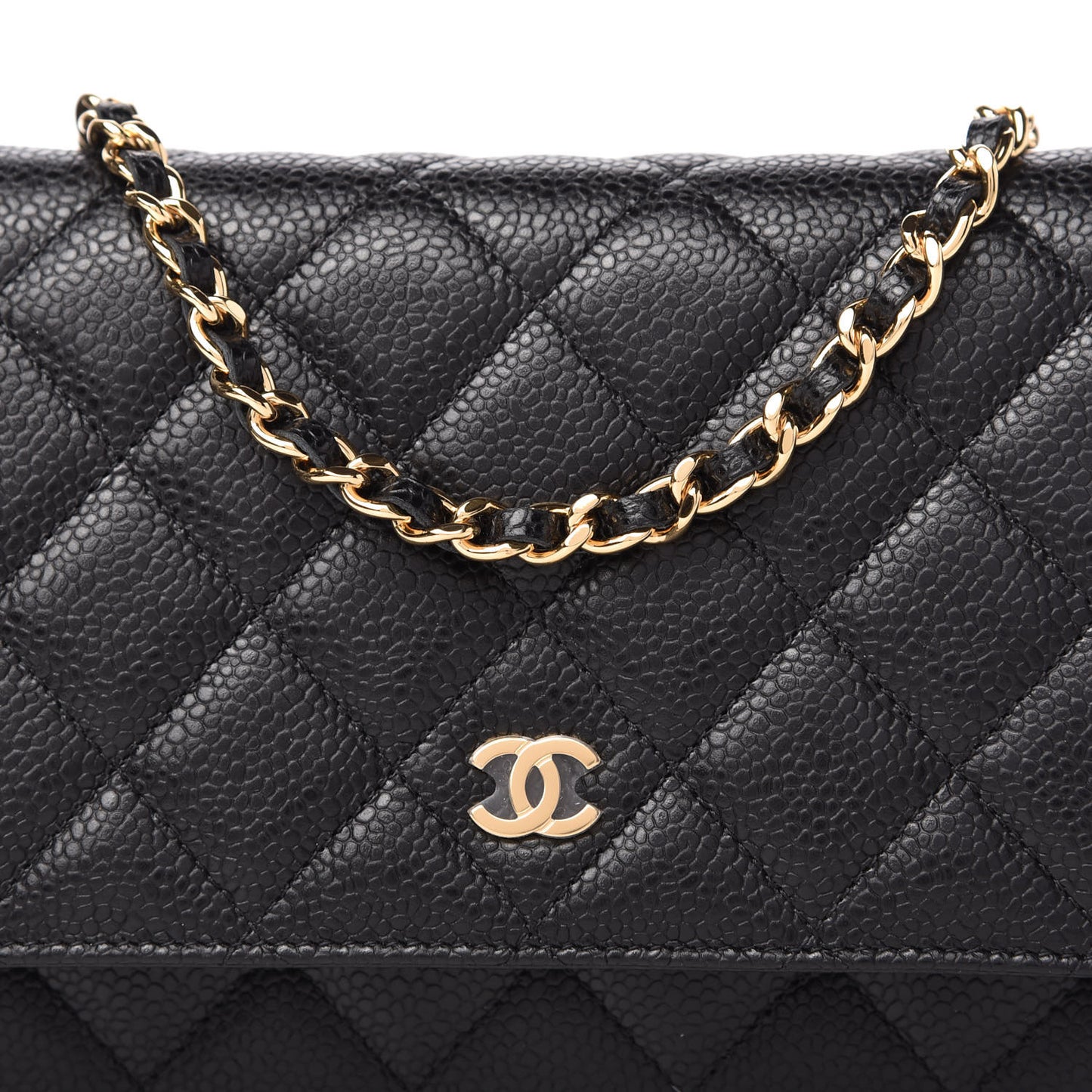 Caviar Quilted Wallet On Chain WOC Black