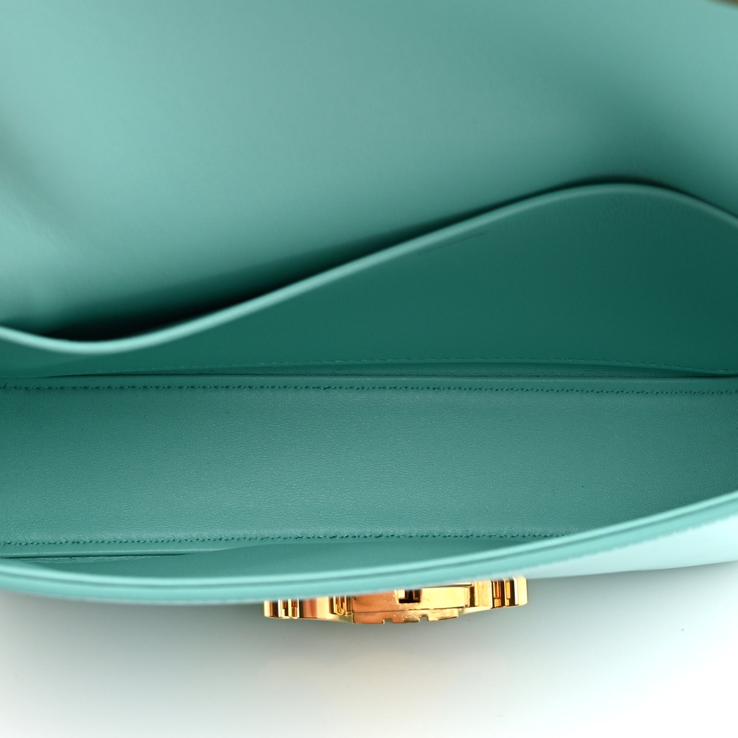 Shiny Calfskin Triomphe Shoulder Bag Turquoise