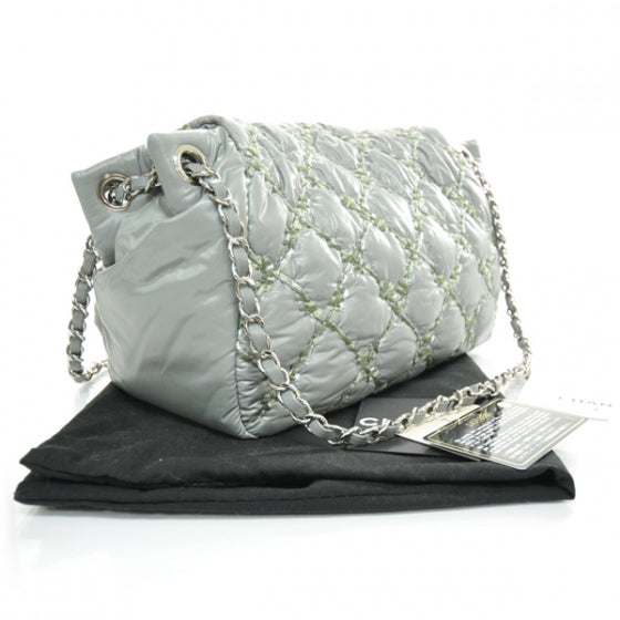 Chanel Nylon Quilted Tweed on Stitch Flap Gray 2 of 12