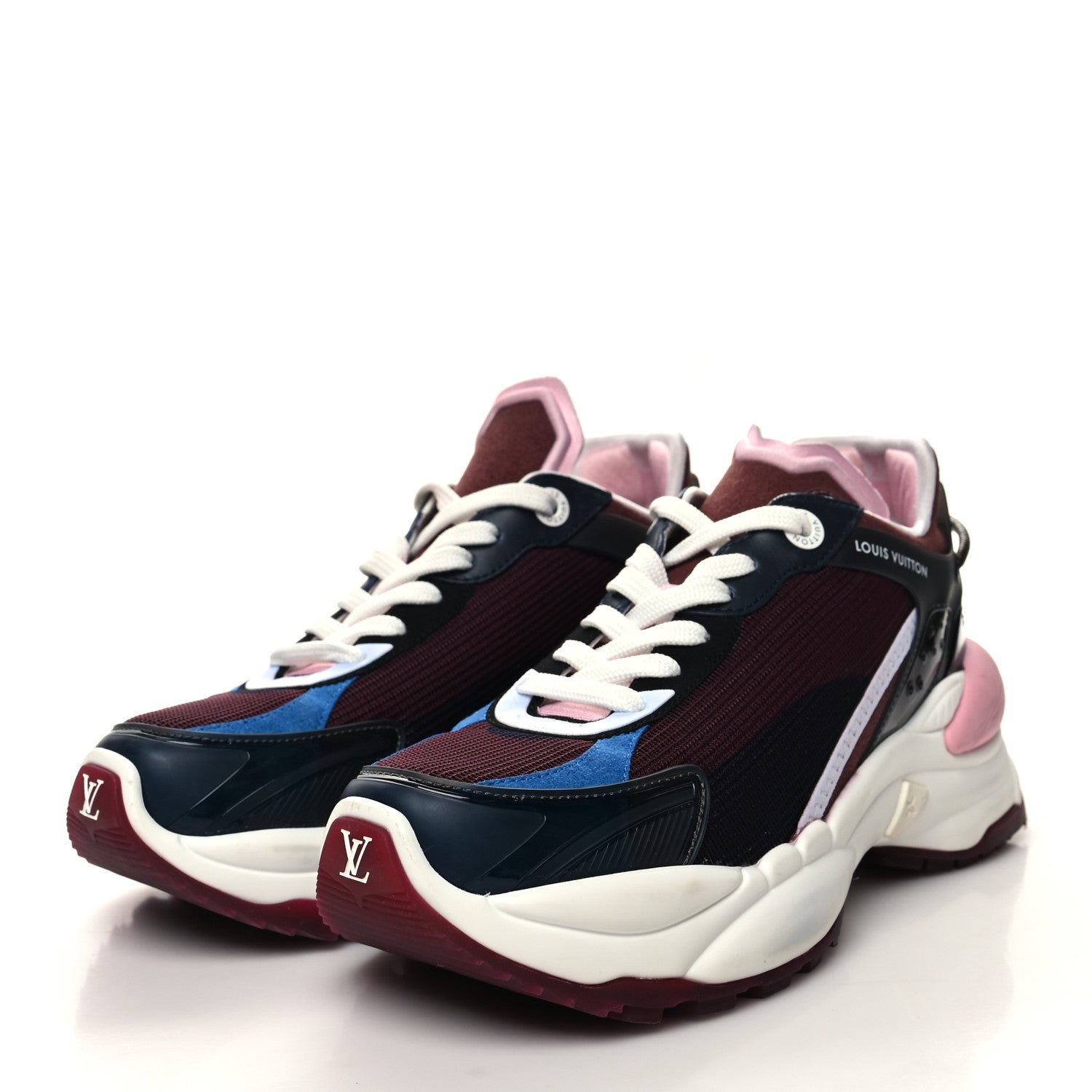 Louis Vuitton Mix Materials Suede Calfskin Run 55 Sneakers 37 Burgundy 3 of 8