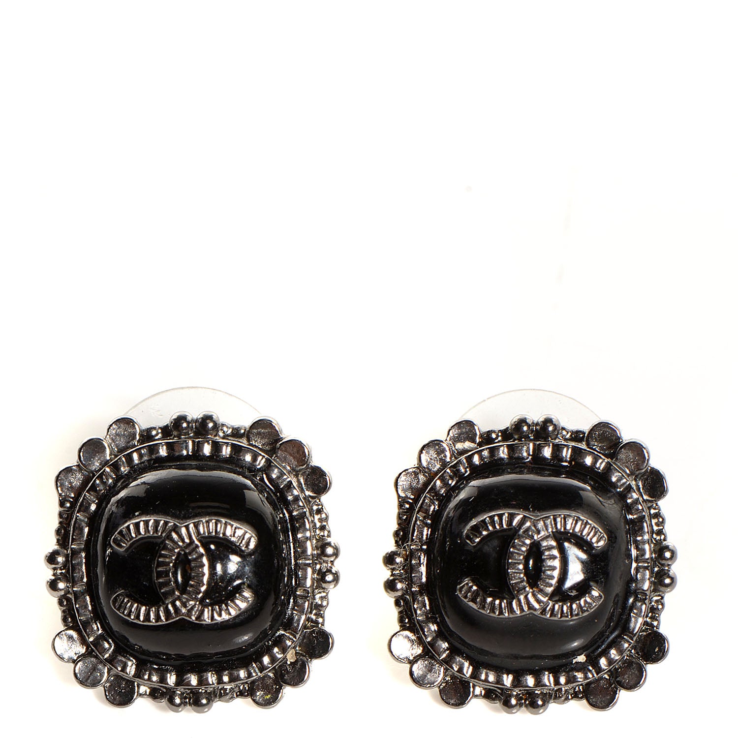 Chanel Ruthenium Enamel CC Earrings Black 1 of 4